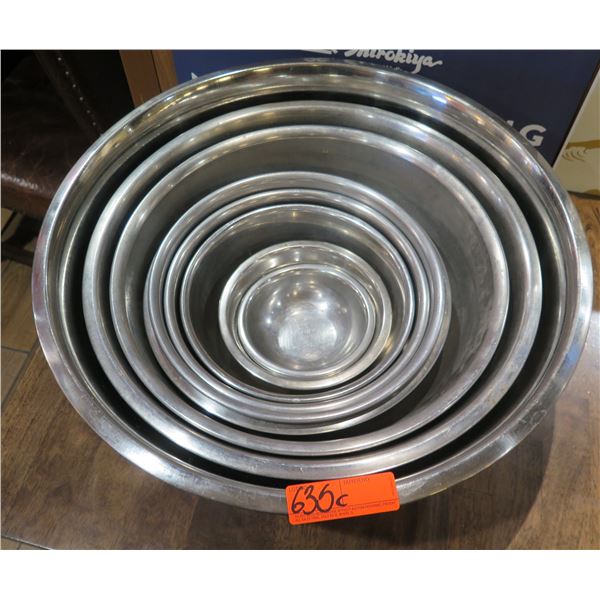 Multiple Metal Mixing Bowls, Misc Sizes