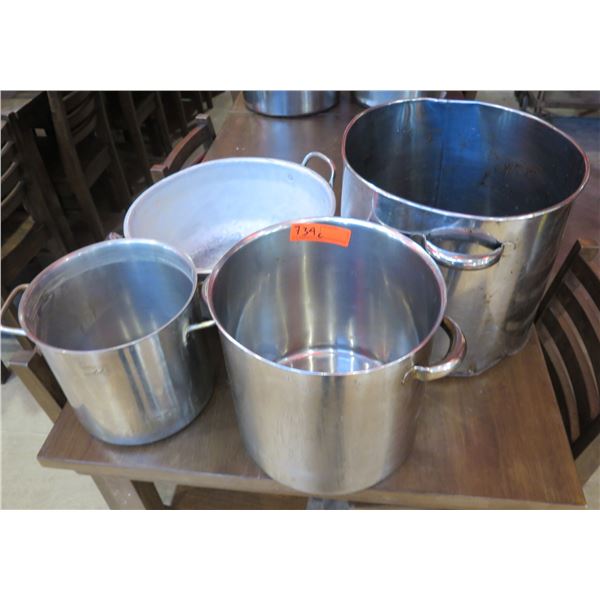 Qty 4 Large Stock Pots (No Lids), Misc Sizes