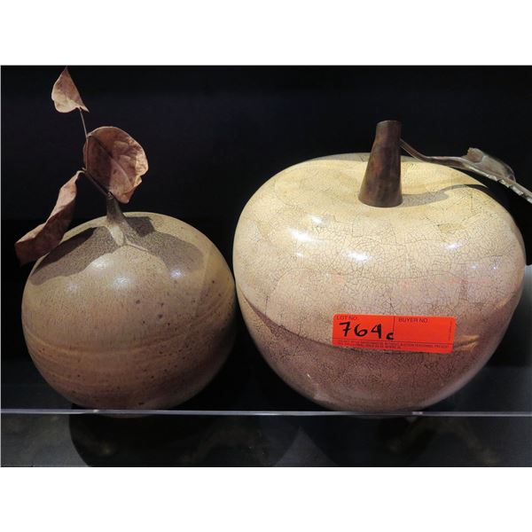 Qty 2 Fruit Motif Décor (One w/ Inside Storage)