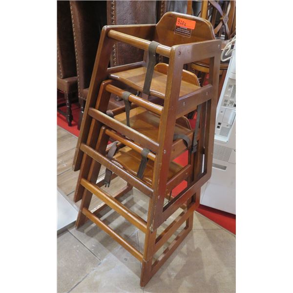 Qty 3 Wooden Baby High Chairs 12"x20"x28"H