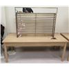 Image 1 : Wooden Table 71"x28"x31"H & Metal Rack 45"x6"x34"