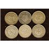 Image 1 : 6 GREAT BRITAIN SILVER 3 PENCE COINS (1941-1943)