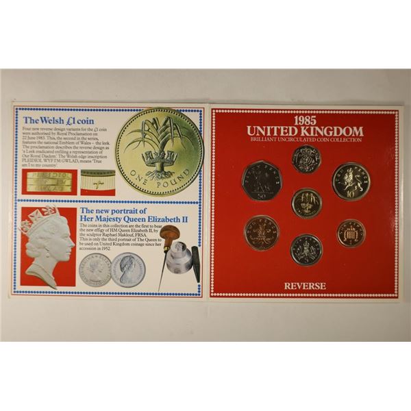 1985 UNITED KINGDOM 7 COIN BRILLIANT UNC SET IN