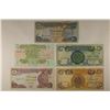 Image 1 : 5 BANK OF IRAQ BILLS:1979- 1/4 DINAR (CU),1985-1/2