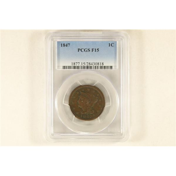 1847 US LARGE CENT PCGS F15