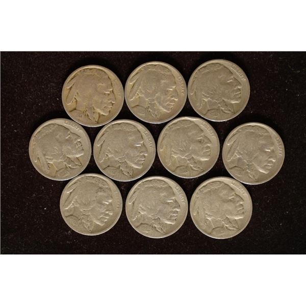 10 - 1920'S FULL DATE BUFFALO NICKELS