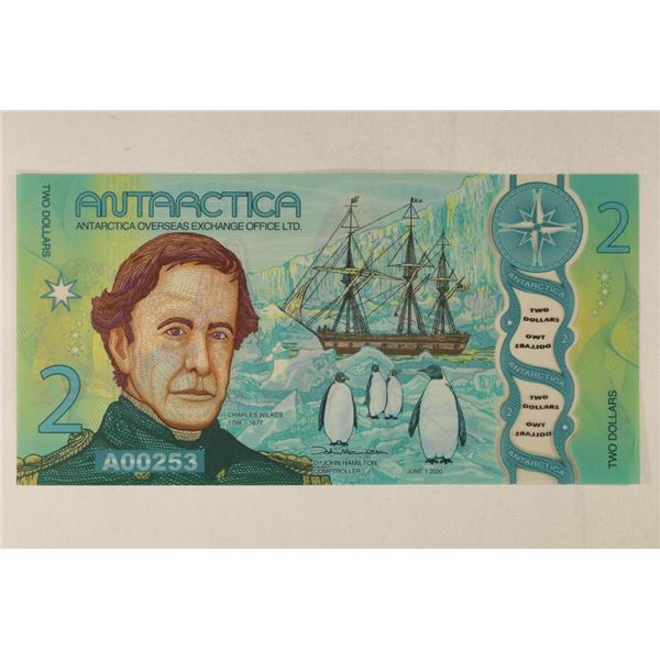 2020 ANTARCTICA $2 CRISP UNC COLORIZED POLYMER