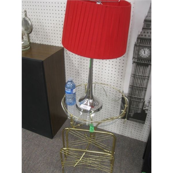 table lamp, glass side table