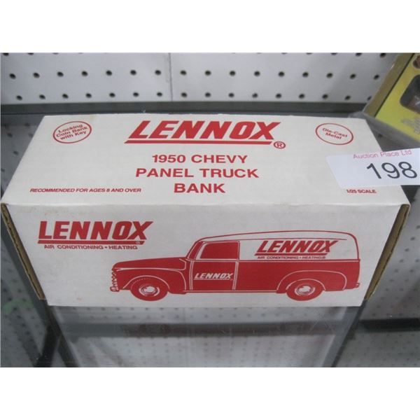 Lennox die-cast metal 1950 Chevy panel truck bank