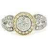 NEW 14k White & Yellow Gold Milgrain 0.75 ctw Pave Set Round Diamond Cluster Rin