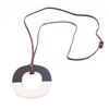 Image 1 : Hermes Dark Brown And Navy Issum Pendant Necklace