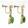 Image 5 : Vintage 14k Yellow Gold Oval Green Jade Non Pierced Earrings
