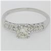 Image 1 : Vintage 14K White Gold .70 ctw Transitional Cut Diamond Solitaire Engagement Rin