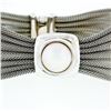 Image 4 : Estate 18k White Gold 6.5" Wide Scrunched Mesh Link Bracelet w/ 10mm Mabe Pearl