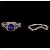 Image 2 : 14KT White Gold 1.22 ctw Tanzanite and Diamond Ring and Guard