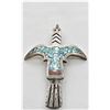 Image 1 : Navajo Silver Chip Inlay Peyote Bird Pin Pendant