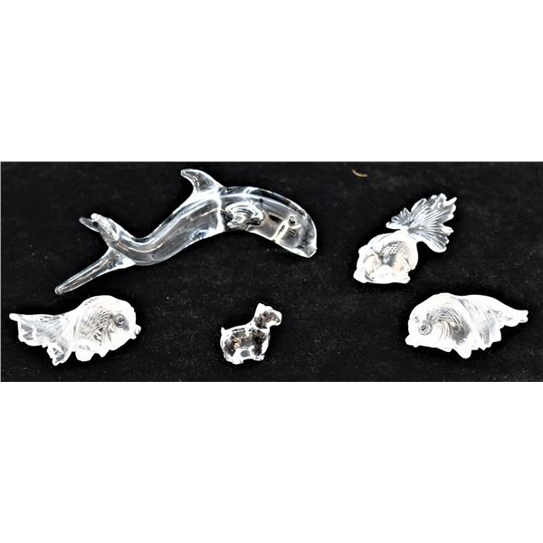 5 Glass Animal Figurines