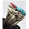 Image 3 : Navajo Sterling Turquoise and Coral Ring, Size 12
