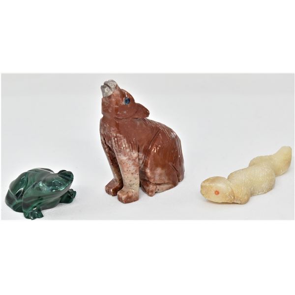 3 Carved Stone Animals