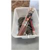 Image 1 : BIN OF ROAD SAFETY FLARES AND MACHINING TOOLS