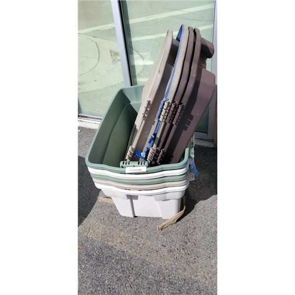 5 STACKABLE STORAGE TOTES WITH LIDS