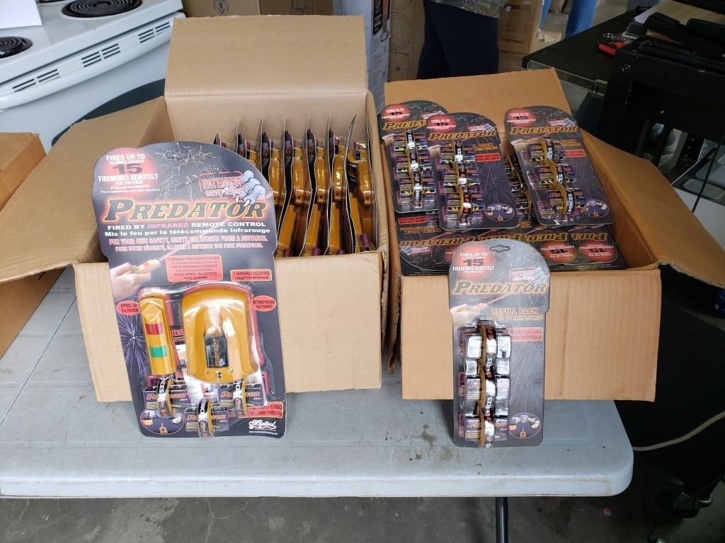 2 CASES ONE OF 16 PREDATOR REMOTE FIREWORK LAUNCHER STARTER KITS AND ...