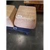 Image 2 : 2 WICKER STORAGE OTTOMANS WITH SEWING FABRICS