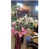 Image 2 : 2 PYRAMID VASES 22" WITH ARTIFICIAL FLOWERS