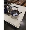 Image 2 : SILVER PLATED TRAY , TEA KETTLE ON STAND WITH BURNER, JUG EMBOSSED WATER JUG AND COBALT BLUE CANDLE 