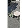 Image 1 : DECORATIVE METAL CHAIR AND PLANT TRANSPORTER STAND