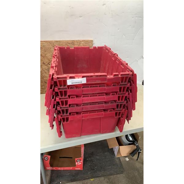 5 STACKABLE TOTES W/ BUILT IN LIDS
