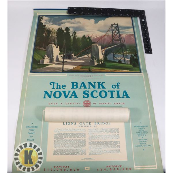 BANK OF NOVA SCOTIA C. 1940 CALENDAR