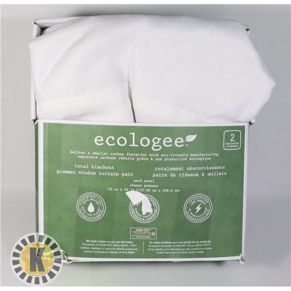 ECOLOGEE WHITE CURTAINS (52 X90  EACH)