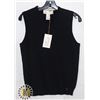 Image 1 : WOMEN'S COMBED COTTON VEST, BLACK, MEDIUM