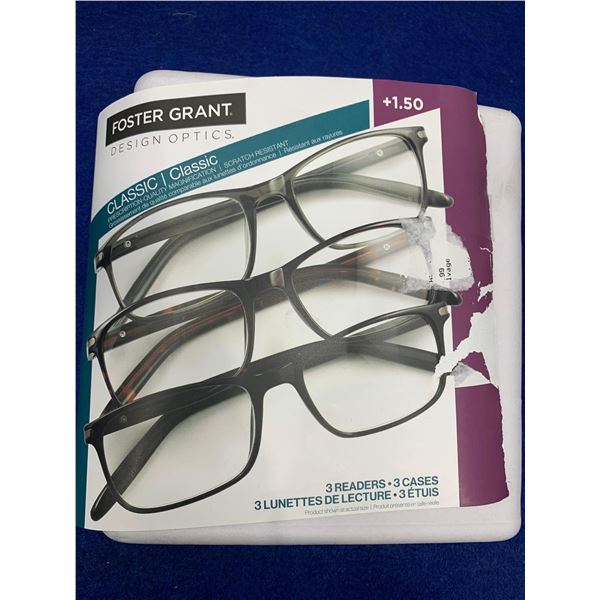 Foster Grant Classic Reader Glasses (3pairs) 1.50