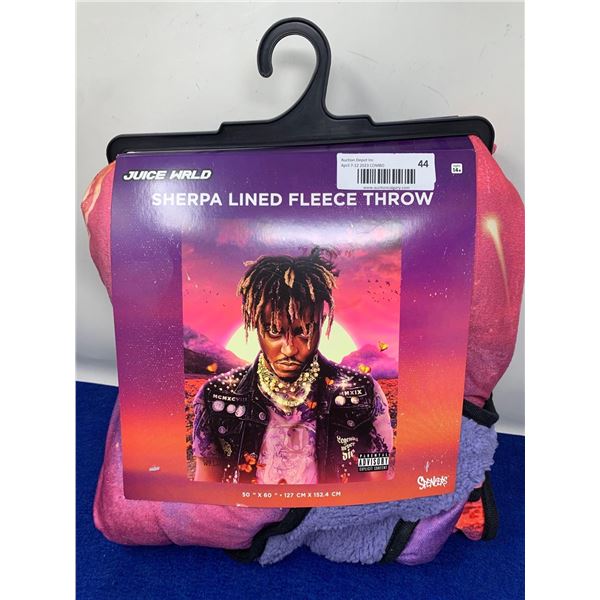 Sherpa Lined Fleece Throw- juice Wrld (50in x 60in)