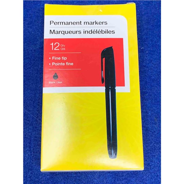 Permanent Markers- 12qty Fine Tip Black
