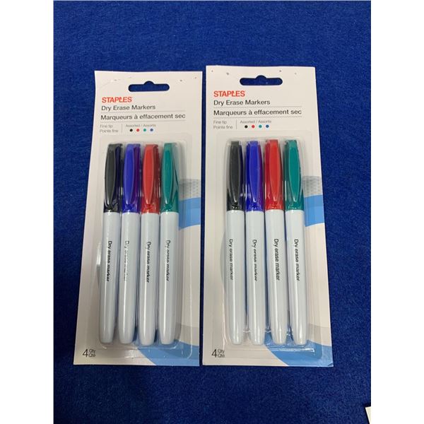 Staples Dry Erase Markers (2 x 4) Assorted Colours