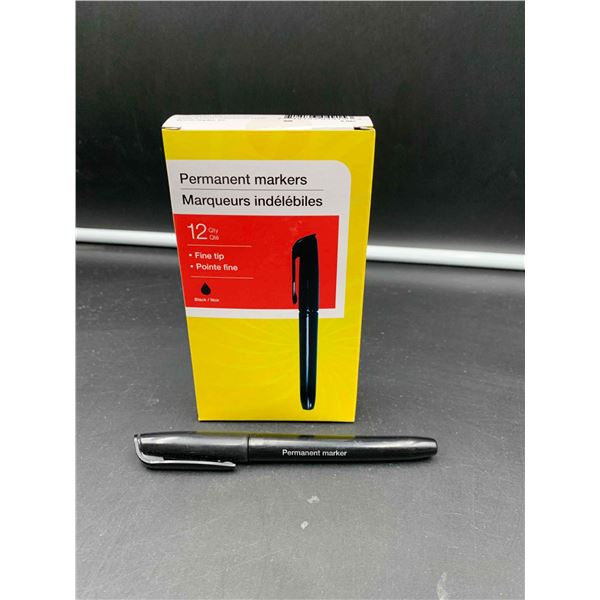 12 Black Fine Tip Permanent Markers