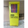 Image 2 : No Name 5 Fluo Colored Flex Straws 24 x 200 Count Boxes = 4800 Straws