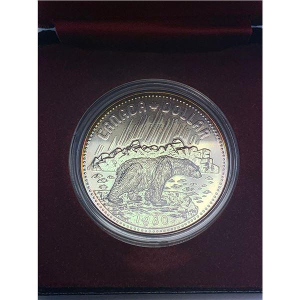 Royal Canadian Mint 1980 Canada $1.00 Cased .500 Silver Polar Bear Dollar