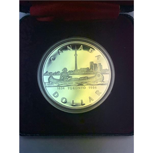 Royal Canadian Mint 1834-1934 Toronto Canada $1.00 Cased .500 Silver Dollar
