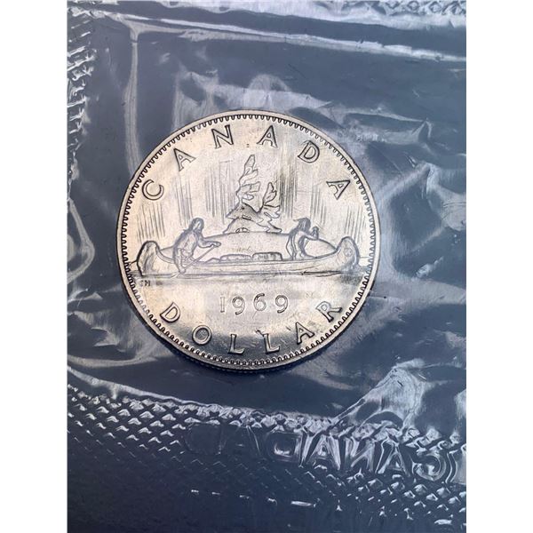 Royal Canadian Mint Uncut Proof Sealed Set of 5- 1969 Canada $1.00 Coins