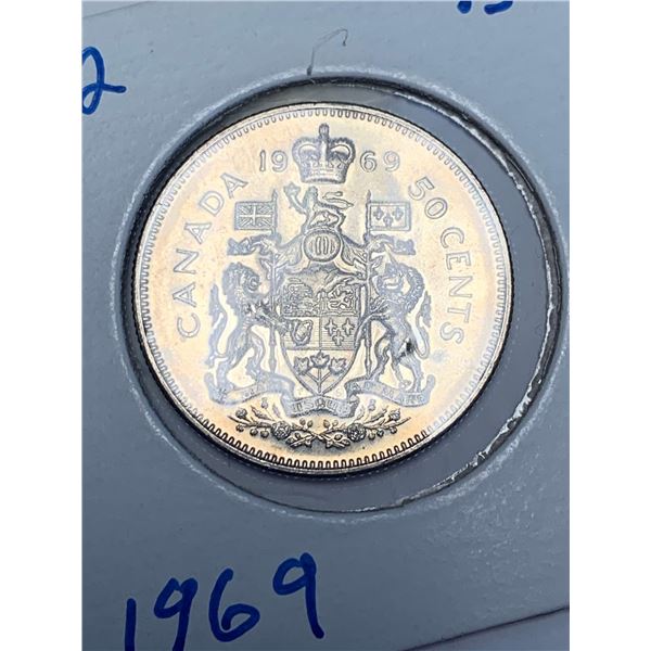 Canada 1969 Queen Elizabeth II 50 cent Coin