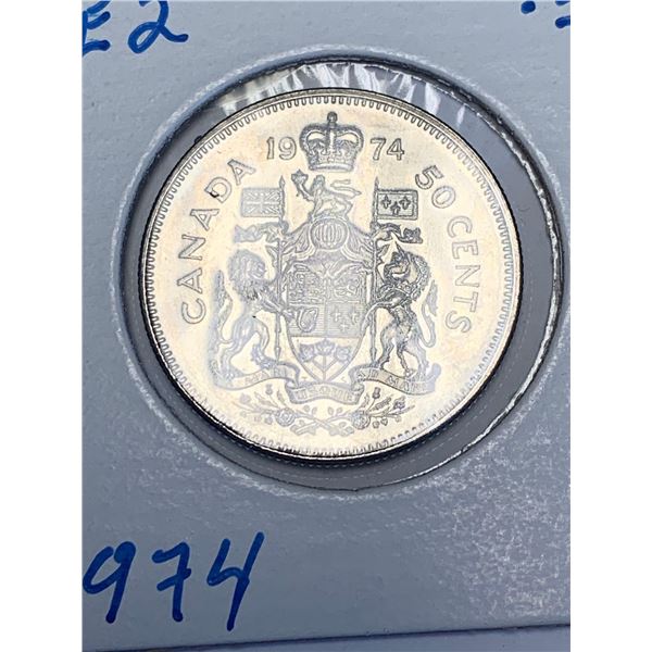 Canada 1974 Queen Elizabeth .50 cent coin