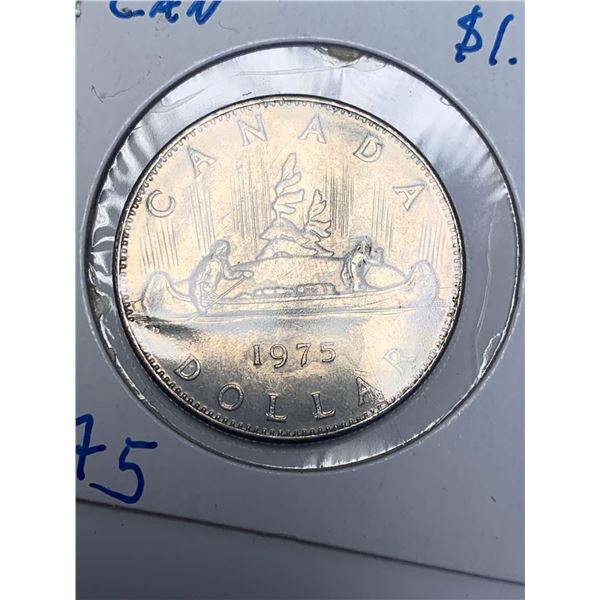 Canada 1975 Canoe Voyageur $1.00 Coin