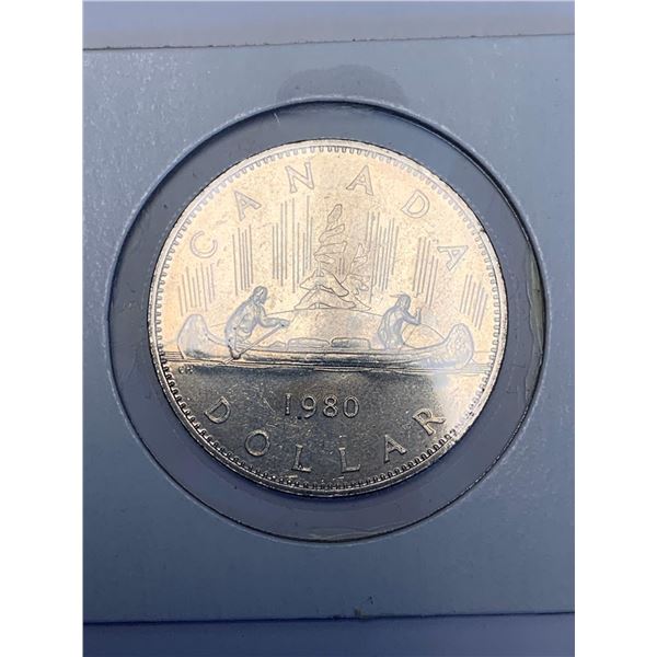 Canada 1980 Canoe Voyageur $1.00 Coin