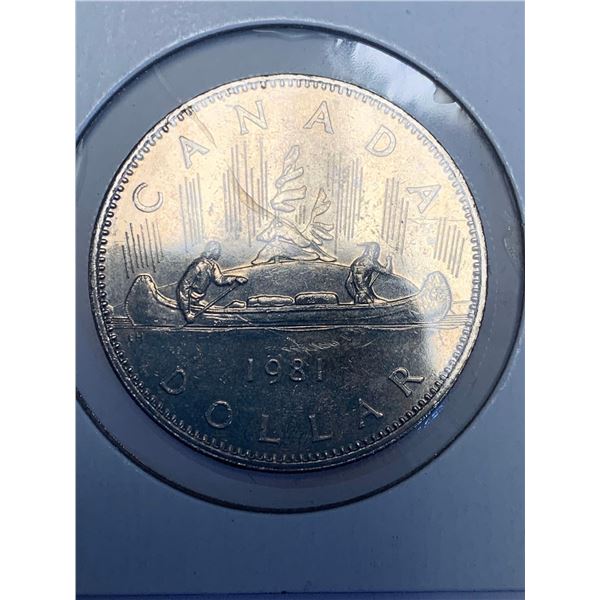 Canada 1981 Canoe Voyageur $1.00 Coin