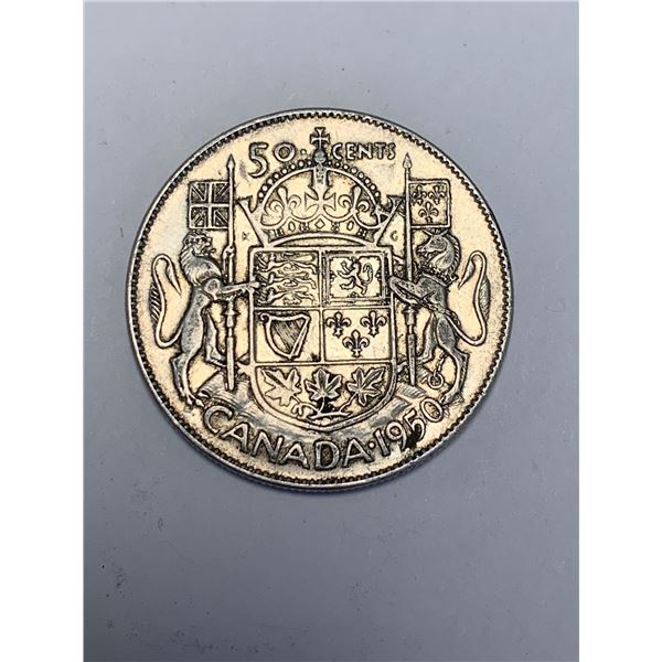 Rare Canada 1950 King George VI .50 Cent Silver Coin