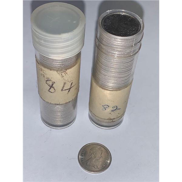 Lot of 2 -Full Rolls Sorted Canadian Dimes 1982, 84